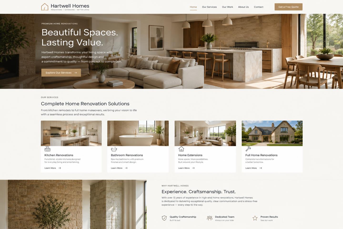 Hartwell Homes concept website