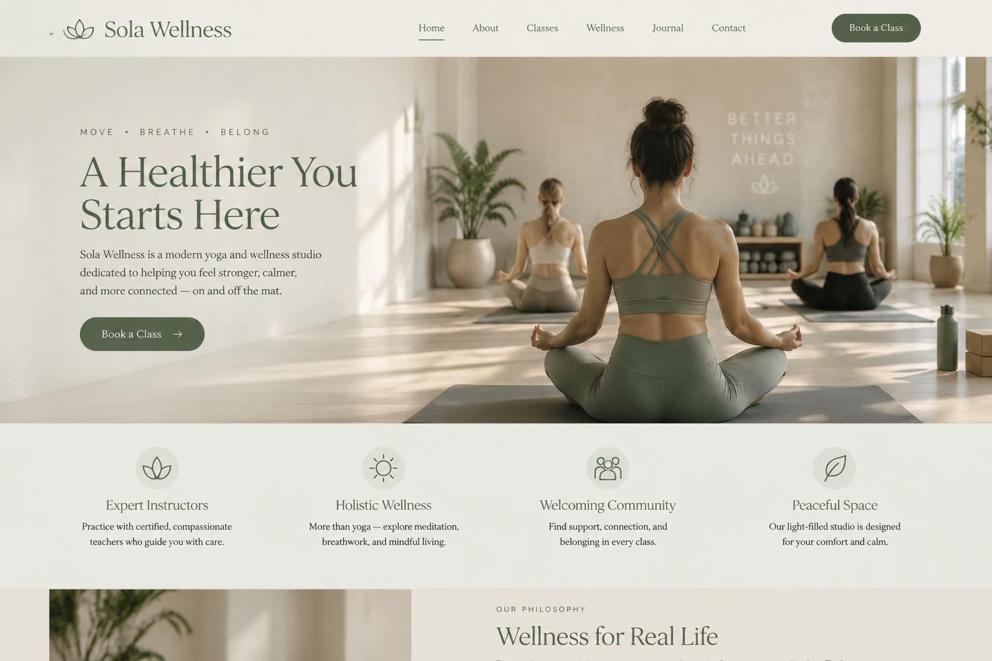 Sola Wellness concept website